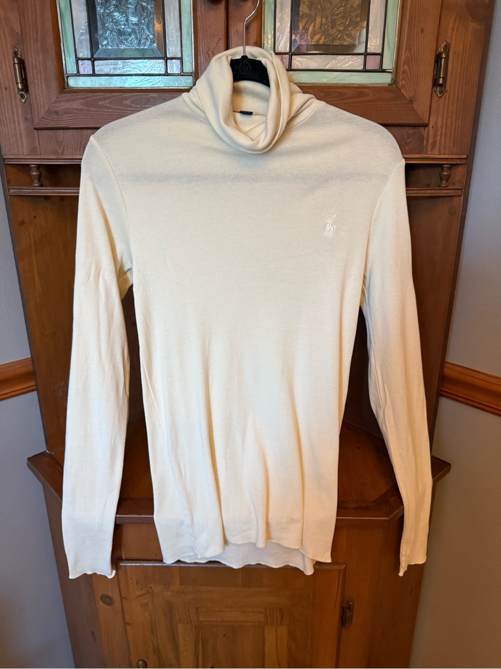 Ralph Lauren Cream Cotton Lyocell Turtleneck Sweater - L